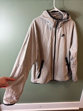 Nike Tech Woven Full Zip Windbreaker Lined Jacket Mens Gray L sz